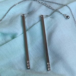 Forever 21 Stick Linear Silver Drop Earrings
